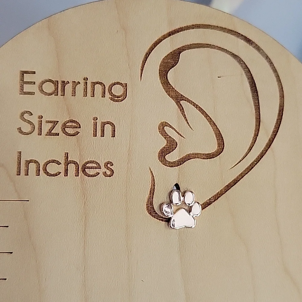 Rose Gold Pawprint Stud Earrings - Picture 2 of 7